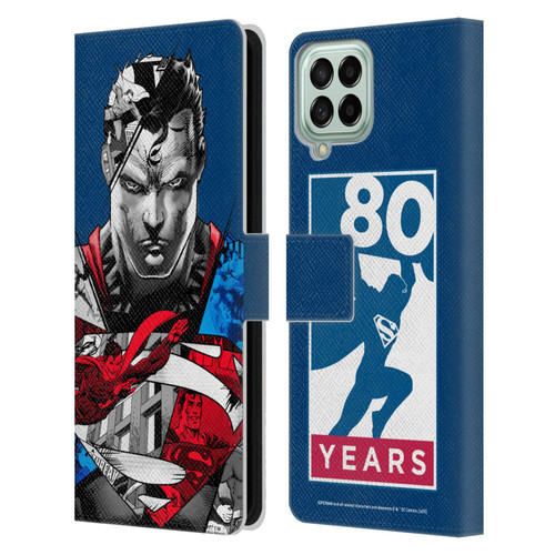 Superman DC Comics 80th Anniversary Collage Leather Book Wallet Case Cover For Samsung Galaxy M33 (2022)