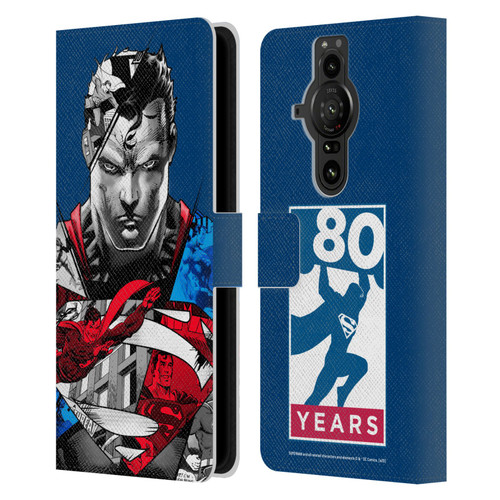 Superman DC Comics 80th Anniversary Collage Leather Book Wallet Case Cover For Sony Xperia Pro-I