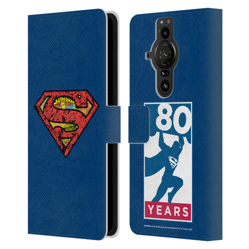 Superman DC Comics 80th Anniversary Logo Leather Book Wallet Case Cover For Sony Xperia Pro-I