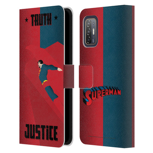 Superman DC Comics Character Art Truth And Justice 2 Leather Book Wallet Case Cover For HTC Desire 21 Pro 5G