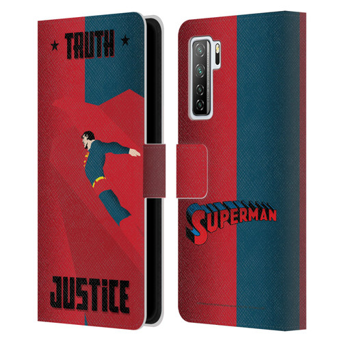 Superman DC Comics Character Art Truth And Justice 2 Leather Book Wallet Case Cover For Huawei Nova 7 SE/P40 Lite 5G