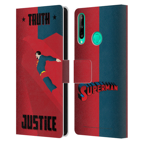 Superman DC Comics Character Art Truth And Justice 2 Leather Book Wallet Case Cover For Huawei P40 lite E