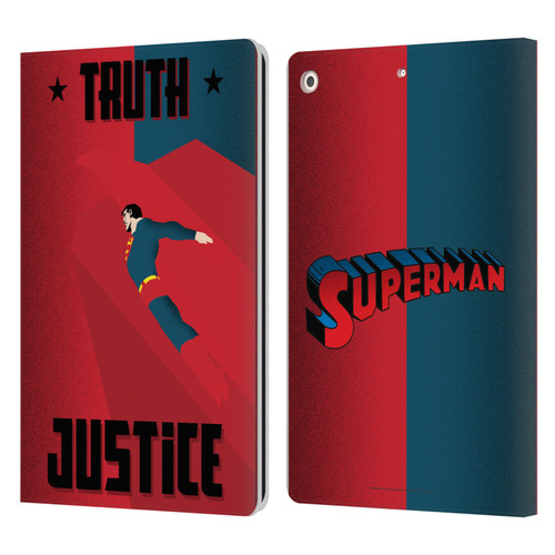 Superman DC Comics Character Art Truth And Justice 2 Leather Book Wallet Case Cover For Apple iPad 10.2 2019/2020/2021