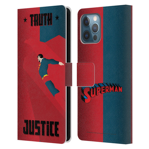 Superman DC Comics Character Art Truth And Justice 2 Leather Book Wallet Case Cover For Apple iPhone 12 Pro Max