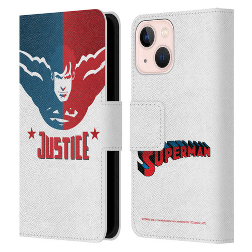 Superman DC Comics Character Art Justice Leather Book Wallet Case Cover For Apple iPhone 13 Mini