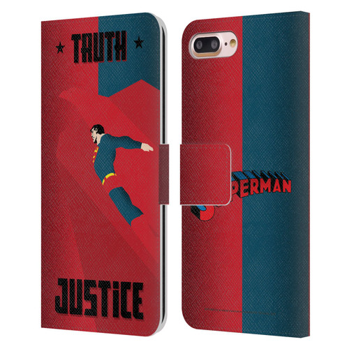 Superman DC Comics Character Art Truth And Justice 2 Leather Book Wallet Case Cover For Apple iPhone 7 Plus / iPhone 8 Plus