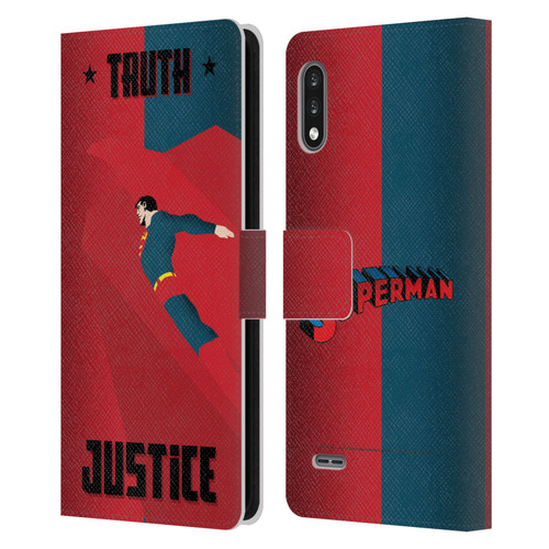 Superman DC Comics Character Art Truth And Justice 2 Leather Book Wallet Case Cover For LG K22