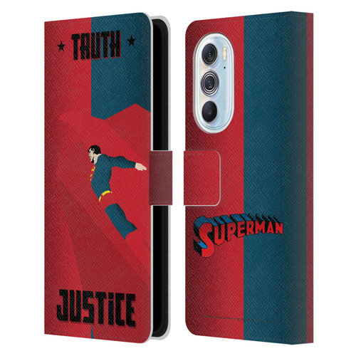 Superman DC Comics Character Art Truth And Justice 2 Leather Book Wallet Case Cover For Motorola Edge X30