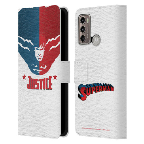 Superman DC Comics Character Art Justice Leather Book Wallet Case Cover For Motorola Moto G60 / Moto G40 Fusion