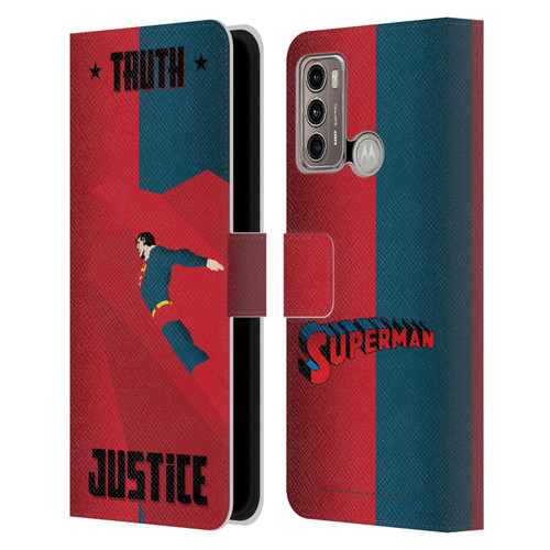 Superman DC Comics Character Art Truth And Justice 2 Leather Book Wallet Case Cover For Motorola Moto G60 / Moto G40 Fusion