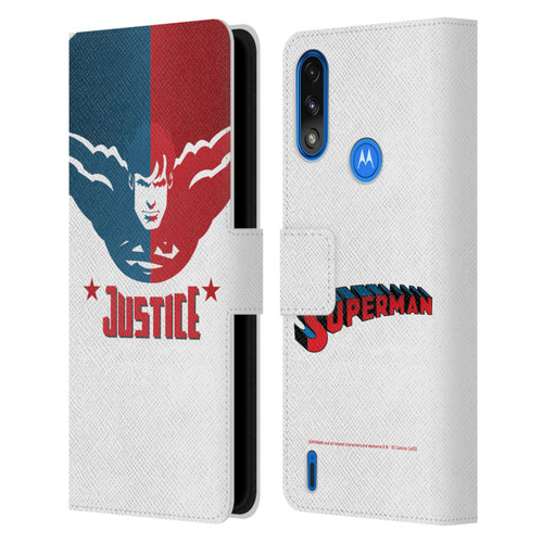 Superman DC Comics Character Art Justice Leather Book Wallet Case Cover For Motorola Moto E7 Power / Moto E7i Power