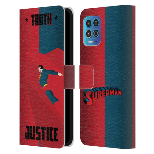 Superman DC Comics Character Art Truth And Justice 2 Leather Book Wallet Case Cover For Motorola Moto G100
