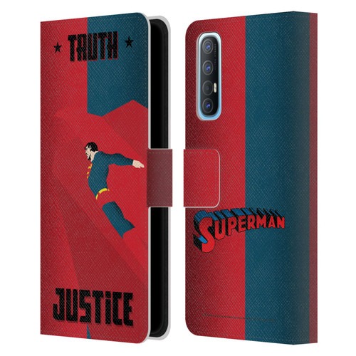 Superman DC Comics Character Art Truth And Justice 2 Leather Book Wallet Case Cover For OPPO Find X2 Neo 5G