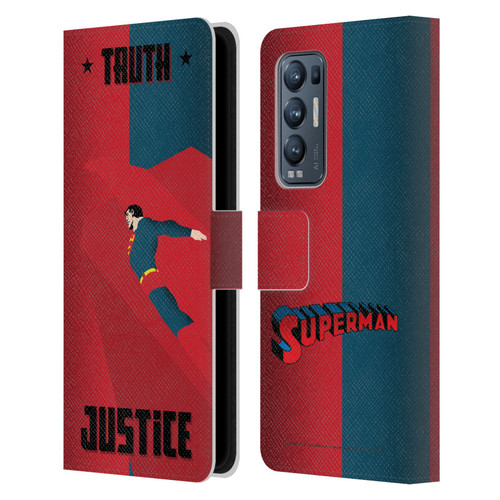Superman DC Comics Character Art Truth And Justice 2 Leather Book Wallet Case Cover For OPPO Find X3 Neo / Reno5 Pro+ 5G