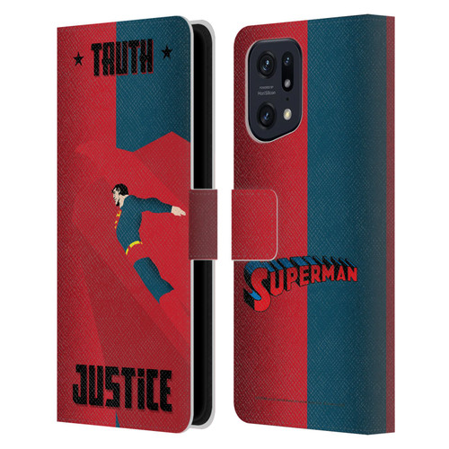 Superman DC Comics Character Art Truth And Justice 2 Leather Book Wallet Case Cover For OPPO Find X5