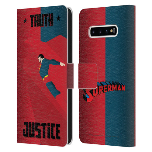 Superman DC Comics Character Art Truth And Justice 2 Leather Book Wallet Case Cover For Samsung Galaxy S10+ / S10 Plus