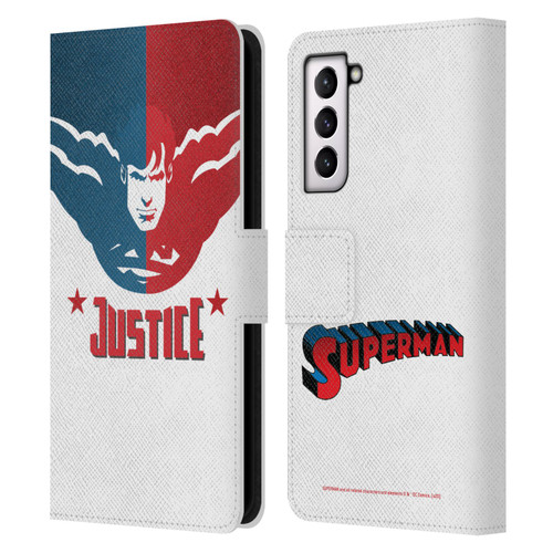 Superman DC Comics Character Art Justice Leather Book Wallet Case Cover For Samsung Galaxy S21 5G