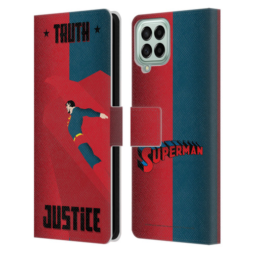 Superman DC Comics Character Art Truth And Justice 2 Leather Book Wallet Case Cover For Samsung Galaxy M33 (2022)