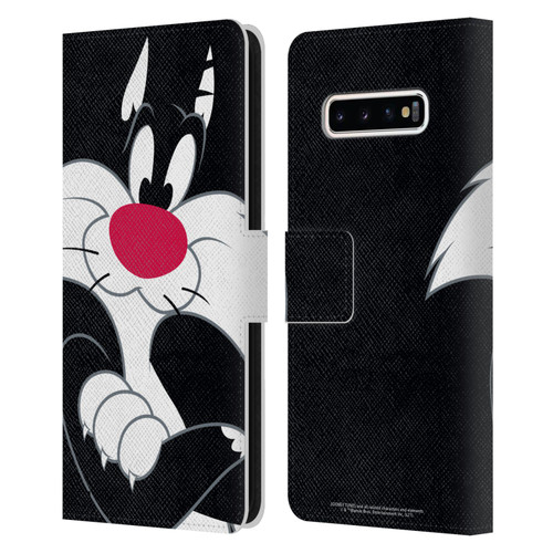 Looney Tunes Characters Sylvester The Cat Leather Book Wallet Case Cover For Samsung Galaxy S10+ / S10 Plus