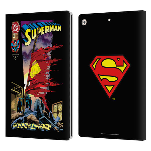 Superman DC Comics Famous Comic Book Covers Death Leather Book Wallet Case Cover For Apple iPad 10.2 2019/2020/2021