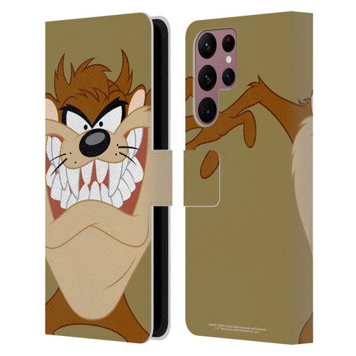 Looney Tunes Characters Tasmanian Devil Leather Book Wallet Case Cover For Samsung Galaxy S22 Ultra 5G