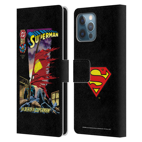 Superman DC Comics Famous Comic Book Covers Death Leather Book Wallet Case Cover For Apple iPhone 12 Pro Max