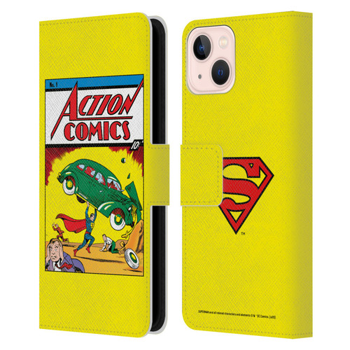 Superman DC Comics Famous Comic Book Covers Action Comics 1 Leather Book Wallet Case Cover For Apple iPhone 13