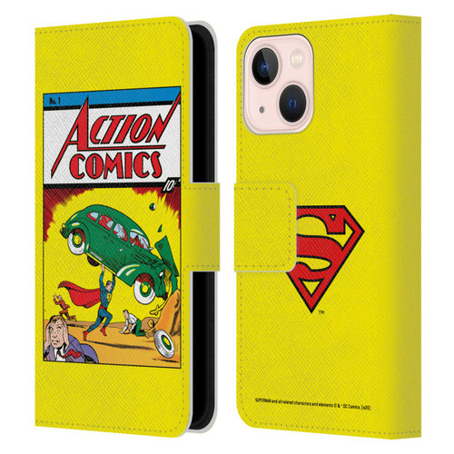 Superman DC Comics Famous Comic Book Covers Action Comics 1 Leather Book Wallet Case Cover For Apple iPhone 13 Mini