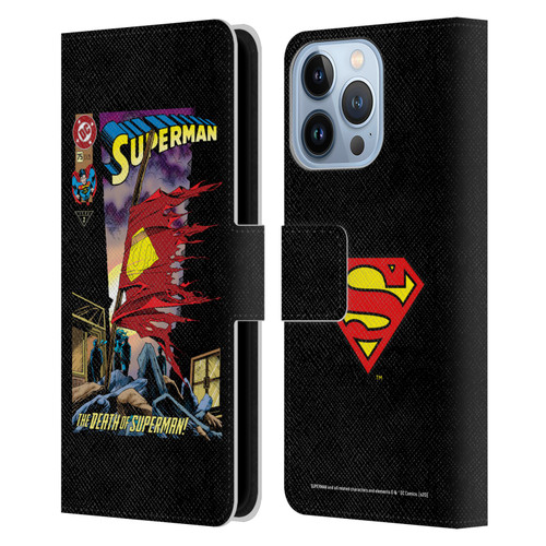 Superman DC Comics Famous Comic Book Covers Death Leather Book Wallet Case Cover For Apple iPhone 13 Pro