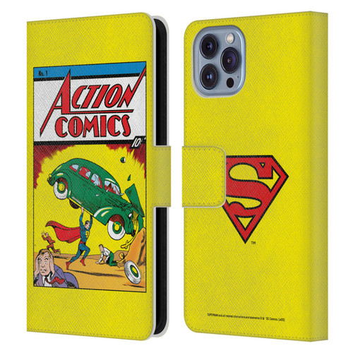 Superman DC Comics Famous Comic Book Covers Action Comics 1 Leather Book Wallet Case Cover For Apple iPhone 14