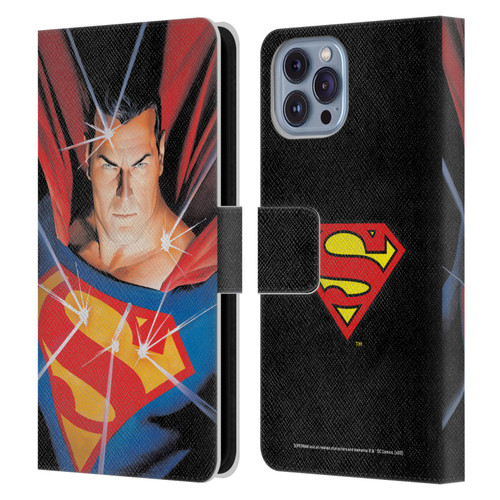 Superman DC Comics Famous Comic Book Covers Alex Ross Mythology Leather Book Wallet Case Cover For Apple iPhone 14
