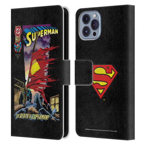 Superman DC Comics Famous Comic Book Covers Death Leather Book Wallet Case Cover For Apple iPhone 14