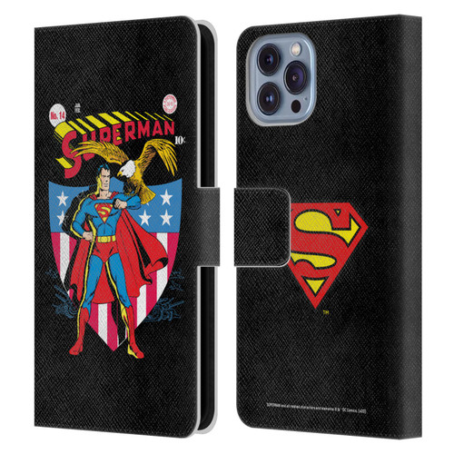 Superman DC Comics Famous Comic Book Covers Number 14 Leather Book Wallet Case Cover For Apple iPhone 14