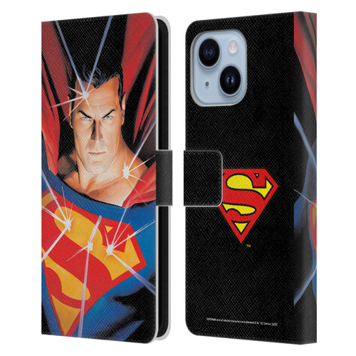 Superman DC Comics Famous Comic Book Covers Alex Ross Mythology Leather Book Wallet Case Cover For Apple iPhone 14 Plus