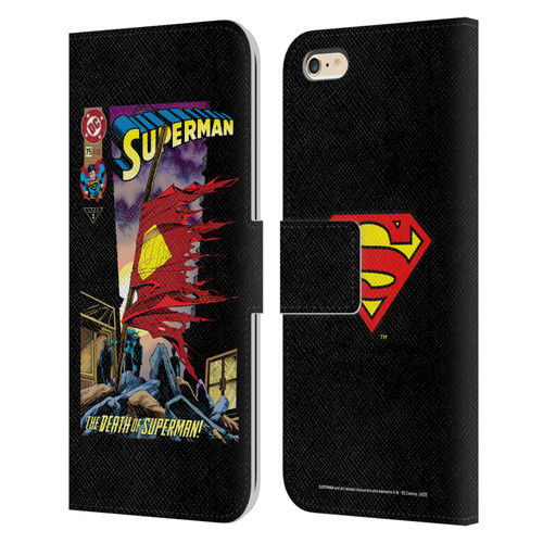 Superman DC Comics Famous Comic Book Covers Death Leather Book Wallet Case Cover For Apple iPhone 6 Plus / iPhone 6s Plus