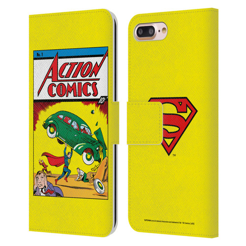 Superman DC Comics Famous Comic Book Covers Action Comics 1 Leather Book Wallet Case Cover For Apple iPhone 7 Plus / iPhone 8 Plus