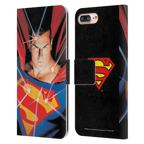 Superman DC Comics Famous Comic Book Covers Alex Ross Mythology Leather Book Wallet Case Cover For Apple iPhone 7 Plus / iPhone 8 Plus