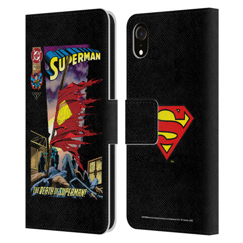 Superman DC Comics Famous Comic Book Covers Death Leather Book Wallet Case Cover For Apple iPhone XR