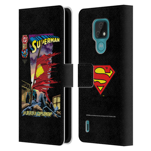 Superman DC Comics Famous Comic Book Covers Death Leather Book Wallet Case Cover For Motorola Moto E7