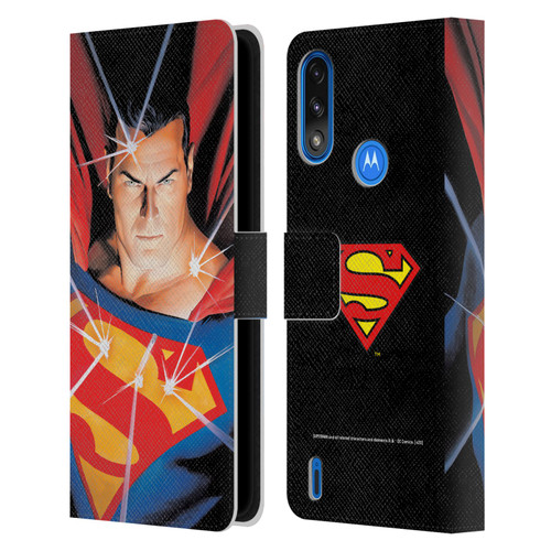 Superman DC Comics Famous Comic Book Covers Alex Ross Mythology Leather Book Wallet Case Cover For Motorola Moto E7 Power / Moto E7i Power