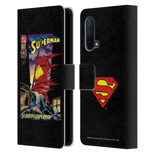 Superman DC Comics Famous Comic Book Covers Death Leather Book Wallet Case Cover For OnePlus Nord CE 5G