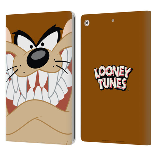 Looney Tunes Full Face Tasmanian Devil Leather Book Wallet Case Cover For Apple iPad 10.2 2019/2020/2021