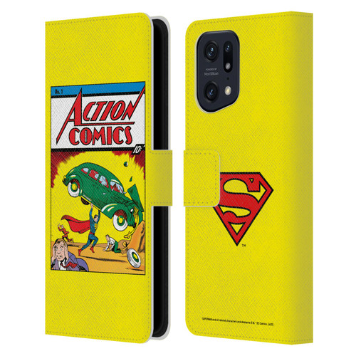 Superman DC Comics Famous Comic Book Covers Action Comics 1 Leather Book Wallet Case Cover For OPPO Find X5