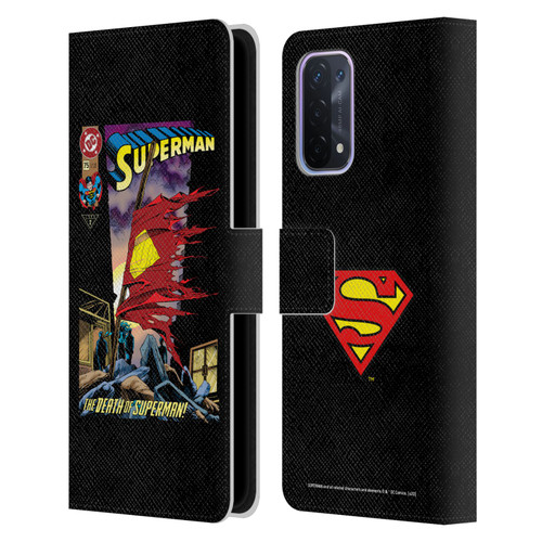 Superman DC Comics Famous Comic Book Covers Death Leather Book Wallet Case Cover For OPPO A54 5G