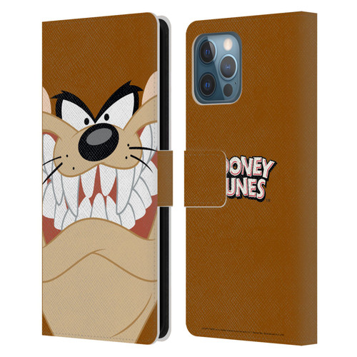 Looney Tunes Full Face Tasmanian Devil Leather Book Wallet Case Cover For Apple iPhone 12 Pro Max