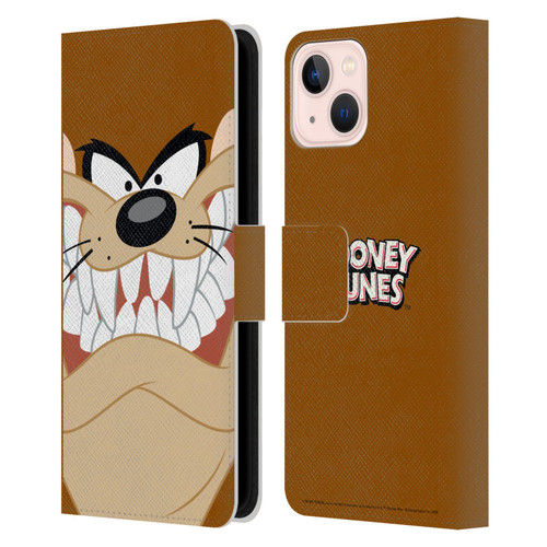 Looney Tunes Full Face Tasmanian Devil Leather Book Wallet Case Cover For Apple iPhone 13