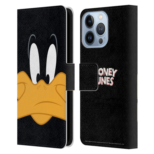 Looney Tunes Full Face Daffy Duck Leather Book Wallet Case Cover For Apple iPhone 13 Pro
