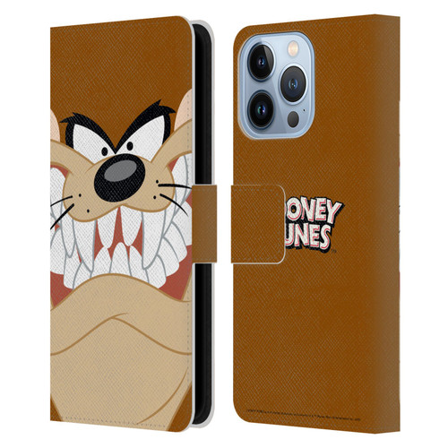 Looney Tunes Full Face Tasmanian Devil Leather Book Wallet Case Cover For Apple iPhone 13 Pro
