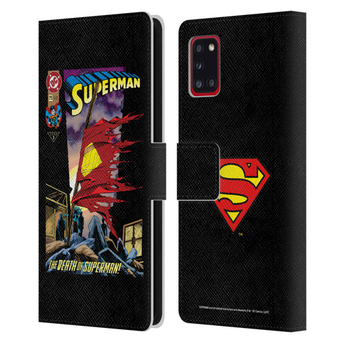 Superman DC Comics Famous Comic Book Covers Death Leather Book Wallet Case Cover For Samsung Galaxy A31 (2020)