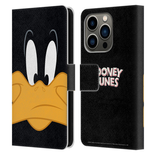 Looney Tunes Full Face Daffy Duck Leather Book Wallet Case Cover For Apple iPhone 14 Pro
